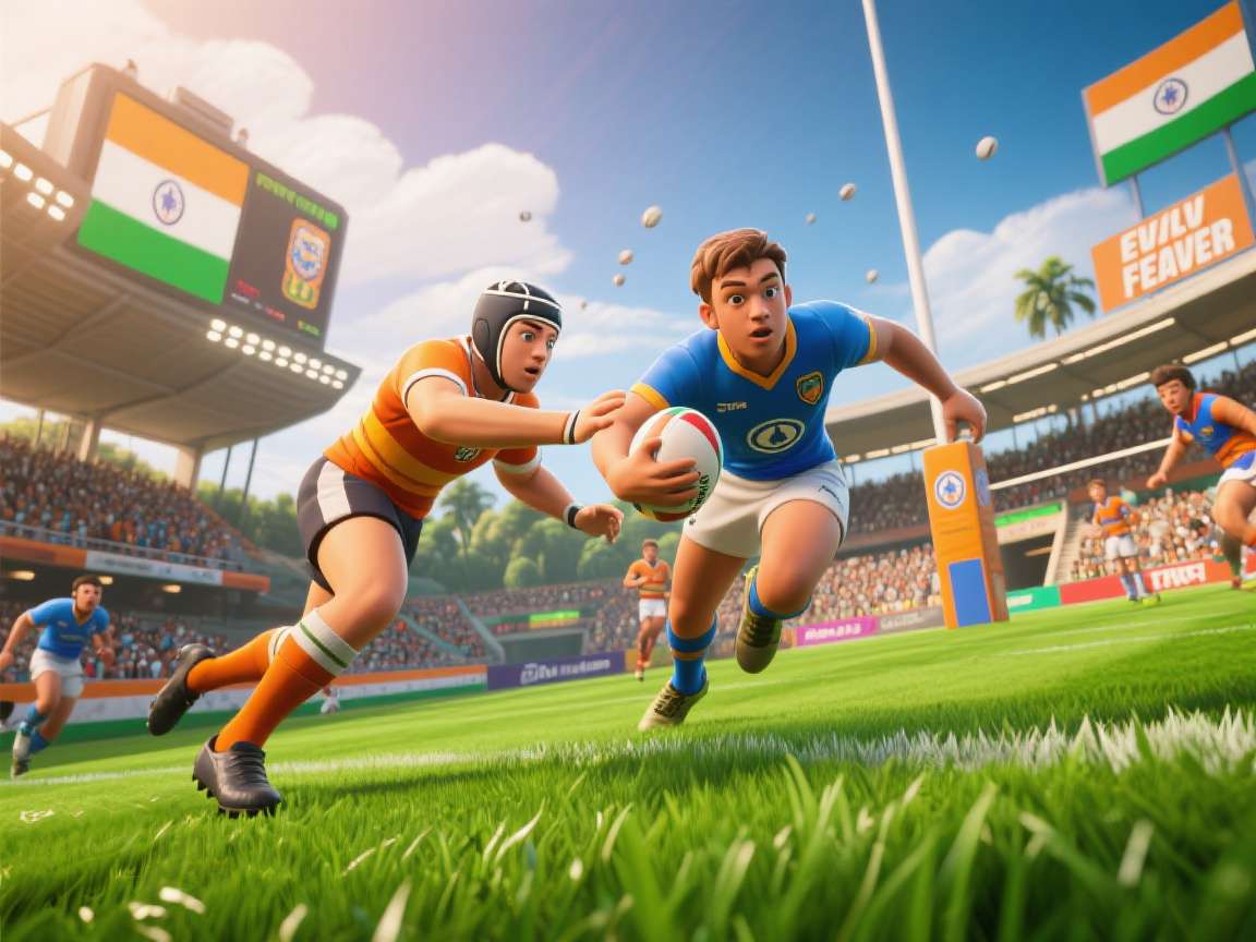 Rugby Fever 3D India - Kicking Gameplay Rugby Fever 3D India gameplay showing a kick