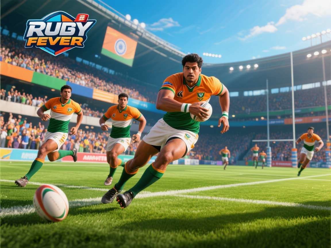 Rugby Fever 3D India - Tackling Gameplay Rugby Fever 3D India gameplay showing a tackle